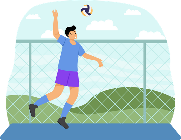 Man playing volleyball  Illustration