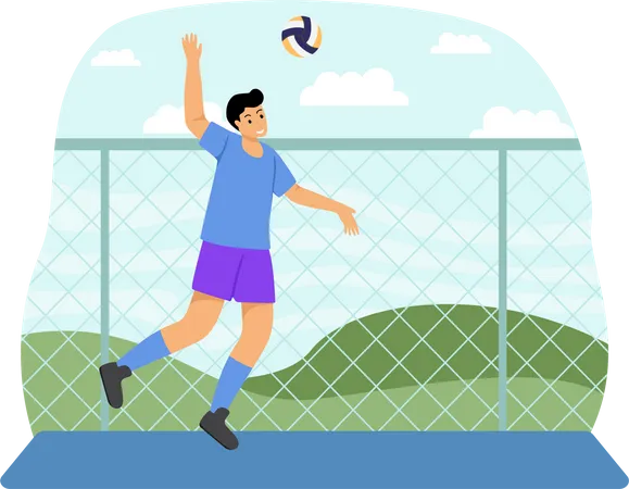 Man Playing Volleyball  Illustration