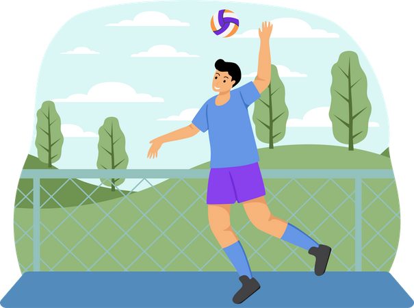 Man playing Volleyball  Illustration