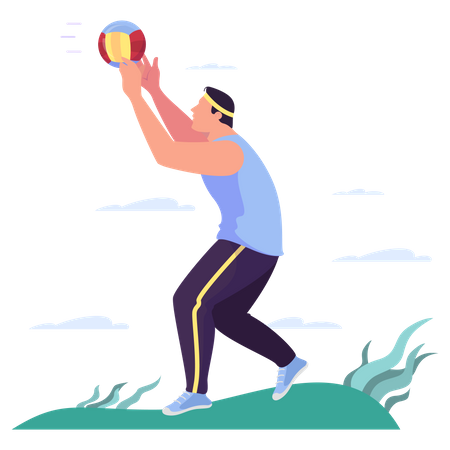 Man playing volleyball in the park Illustration