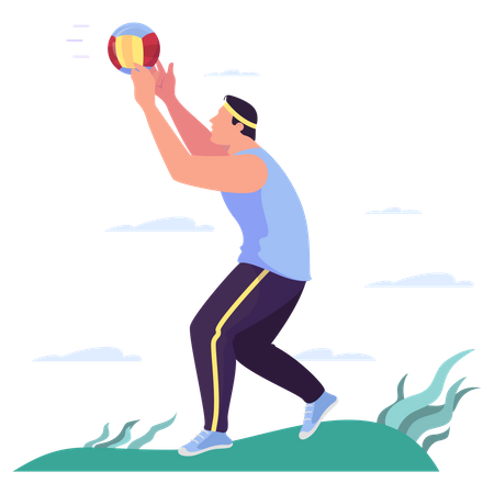 Man playing volleyball in the park  Illustration