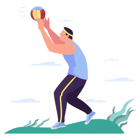 Man playing volleyball in the park  Illustration