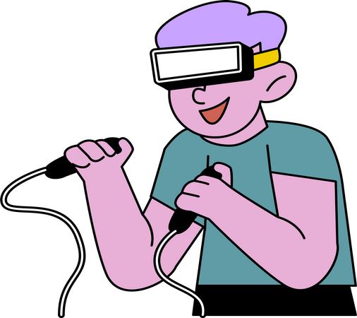 Man playing VR game Illustration
