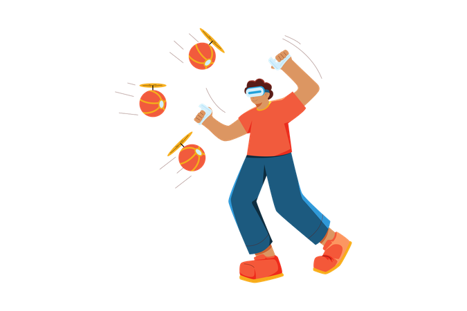 Man playing VR game  Illustration