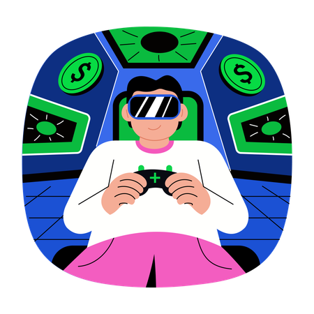 Man playing vr gaming  Illustration
