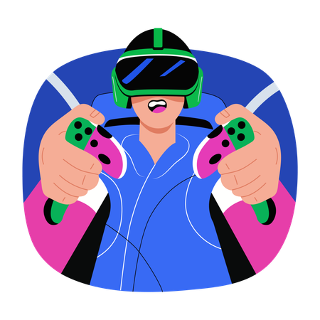 Man playing vr gaming  Illustration