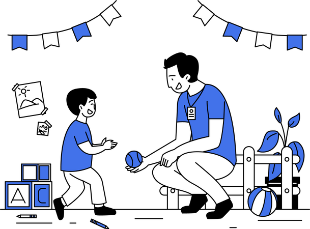 Man Playing With a Child  Illustration