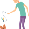 illustration for man caring pet
