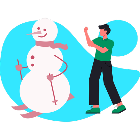 Man playing with christmas iceman  Illustration