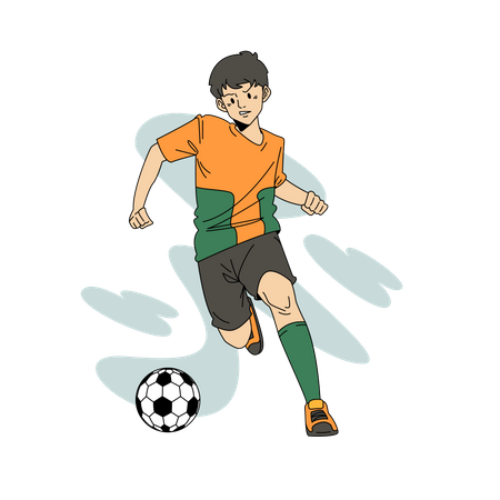 Man Playing with football  Illustration
