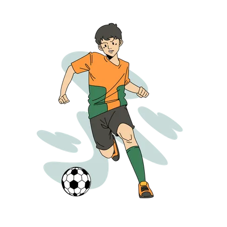 Man Playing with football  Illustration