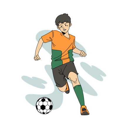 Man Playing with football  Illustration