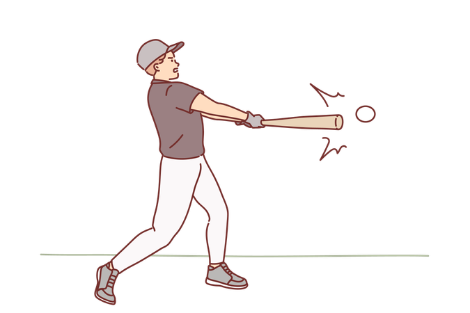 Man plays baseball  Illustration