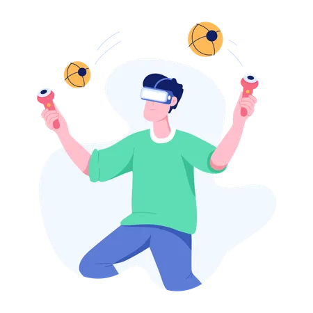 Man plays VR Games  Illustration