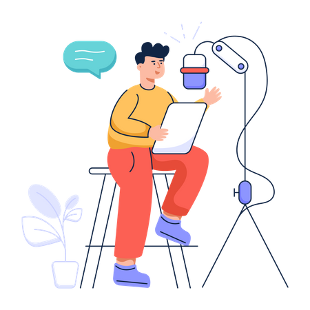 Man Podcasting  Illustration