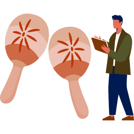 Man pointed out maracas music  Illustration