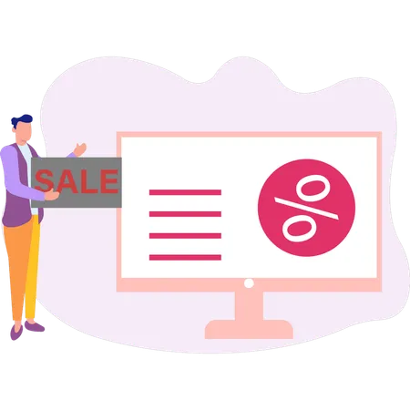 Man pointing about sale  Illustration