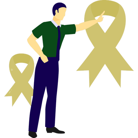 Man pointing aids day ribbon  Illustration