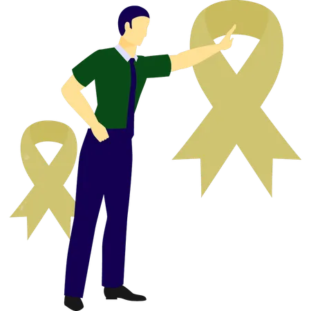 Man pointing aids day ribbon  Illustration