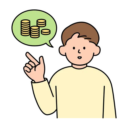 Man Pointing and Discussing Savings  Illustration