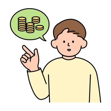 Man Pointing and Discussing Savings  Illustration