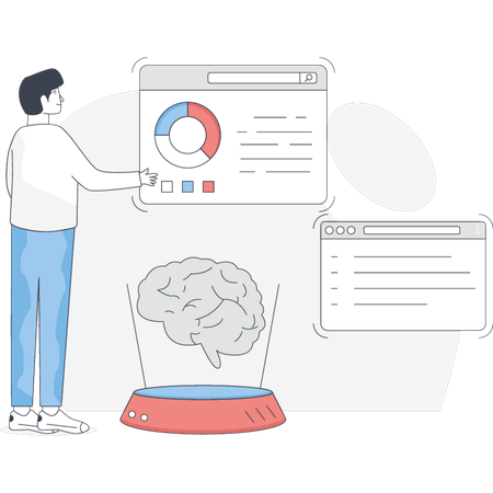 Man Pointing Artificial Intelligence  Illustration