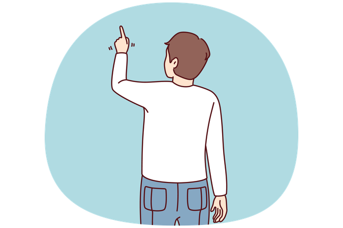 指で空白部分を指差す男性  イラスト