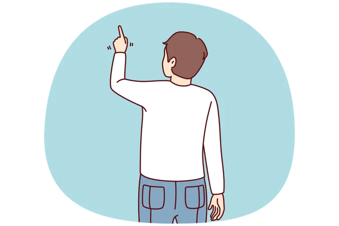 指で空白部分を指差す男性  イラスト
