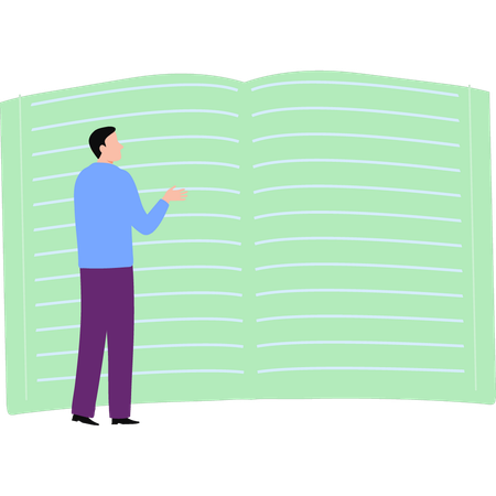 Man pointing at book  Illustration