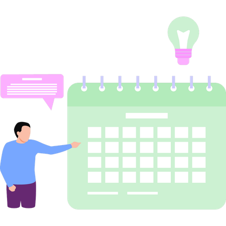 Man pointing at calendar  Illustration