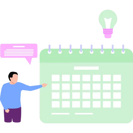 Man pointing at calendar  Illustration