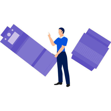 Man pointing at camera technology  Illustration