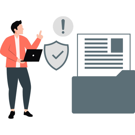 Man pointing at folder warning  Illustration
