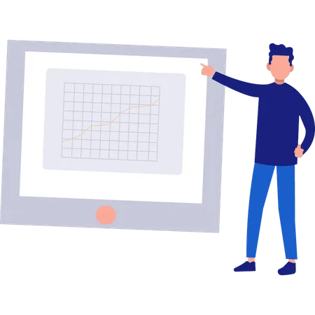 Man pointing at graph  Illustration