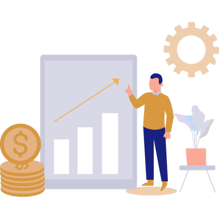 Man pointing at graph  Illustration