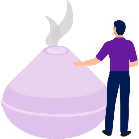 Man pointing at perfume bottle  Illustration