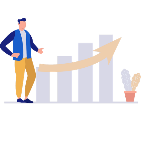 Man pointing at stock market graph  Illustration