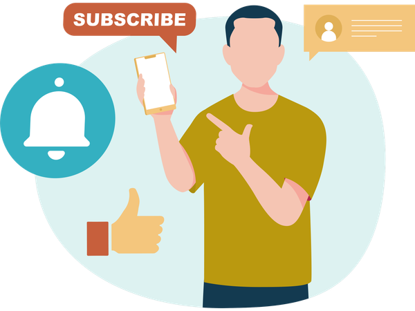 Man pointing at Subscribe  Illustration