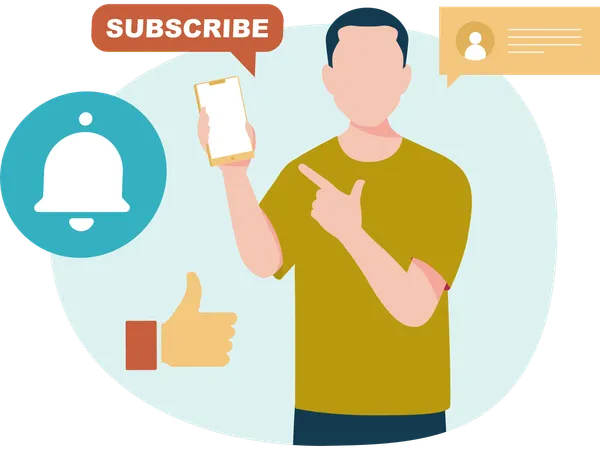 Man pointing at Subscribe  Illustration