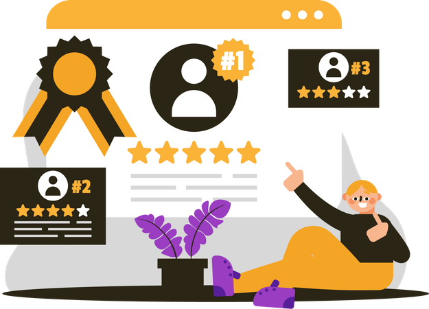 Man pointing Best review nomination  Illustration