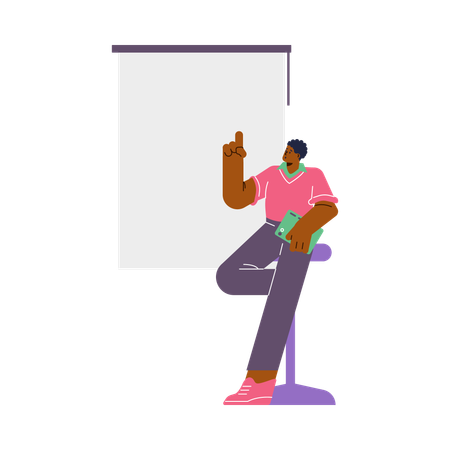 Man pointing blank board  Illustration