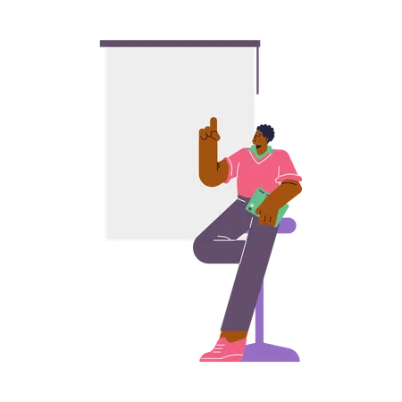 Man pointing blank board  Illustration