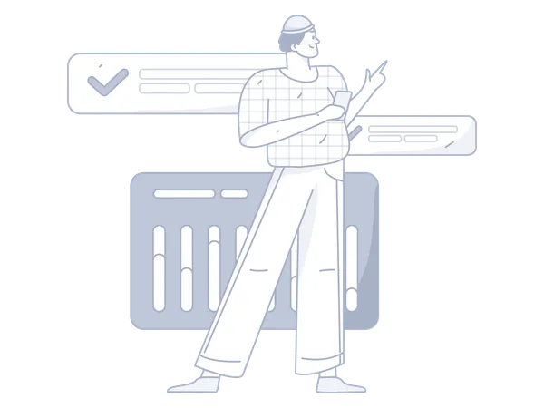 Man pointing business analysis  Illustration