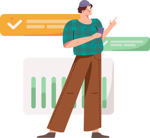 Man pointing business analysis  Illustration