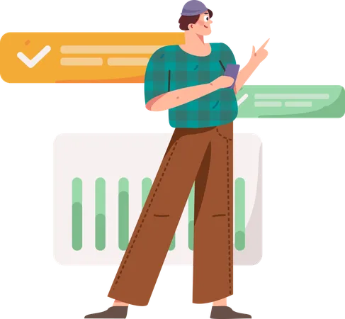 Man pointing business analysis  Illustration