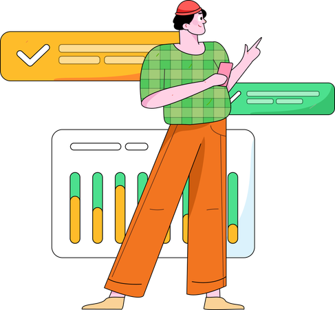 Man pointing business analysis  Illustration