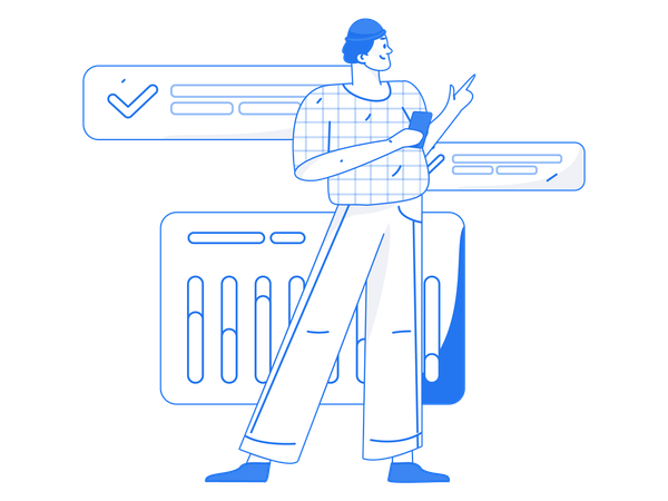 Man pointing business analysis  Illustration