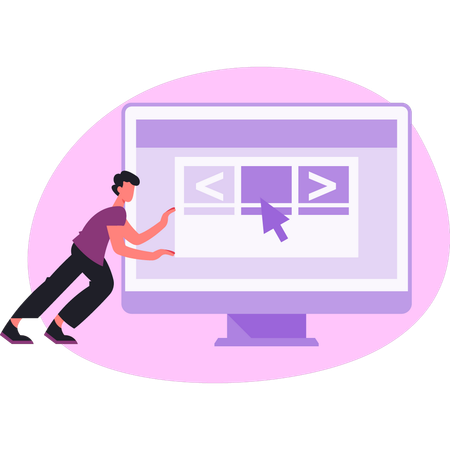 Man pointing business coding  Illustration