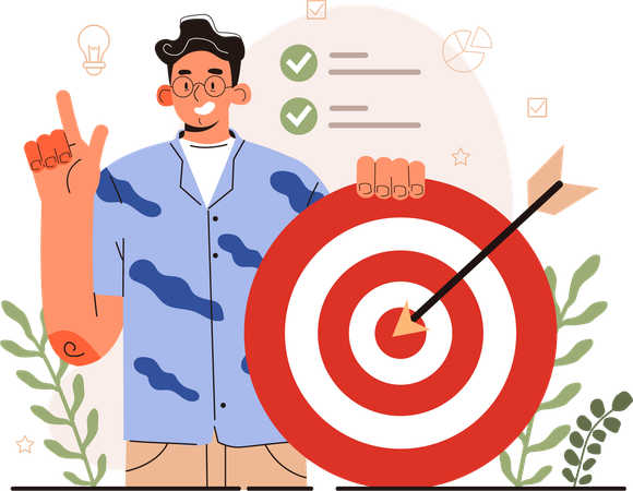 Man pointing business goal  Illustration