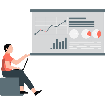 Man pointing business management graph  Illustration